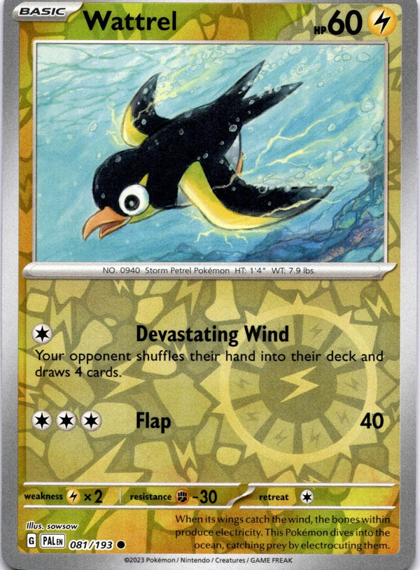 Pokemon Wattrel 081/193 Paldea Evolved Reverse Holo NM