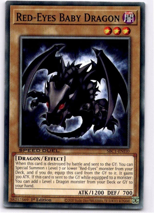 Yugioh Red-Eyes Baby Dragon SBC1-ENI10 Common 1st Edition NM