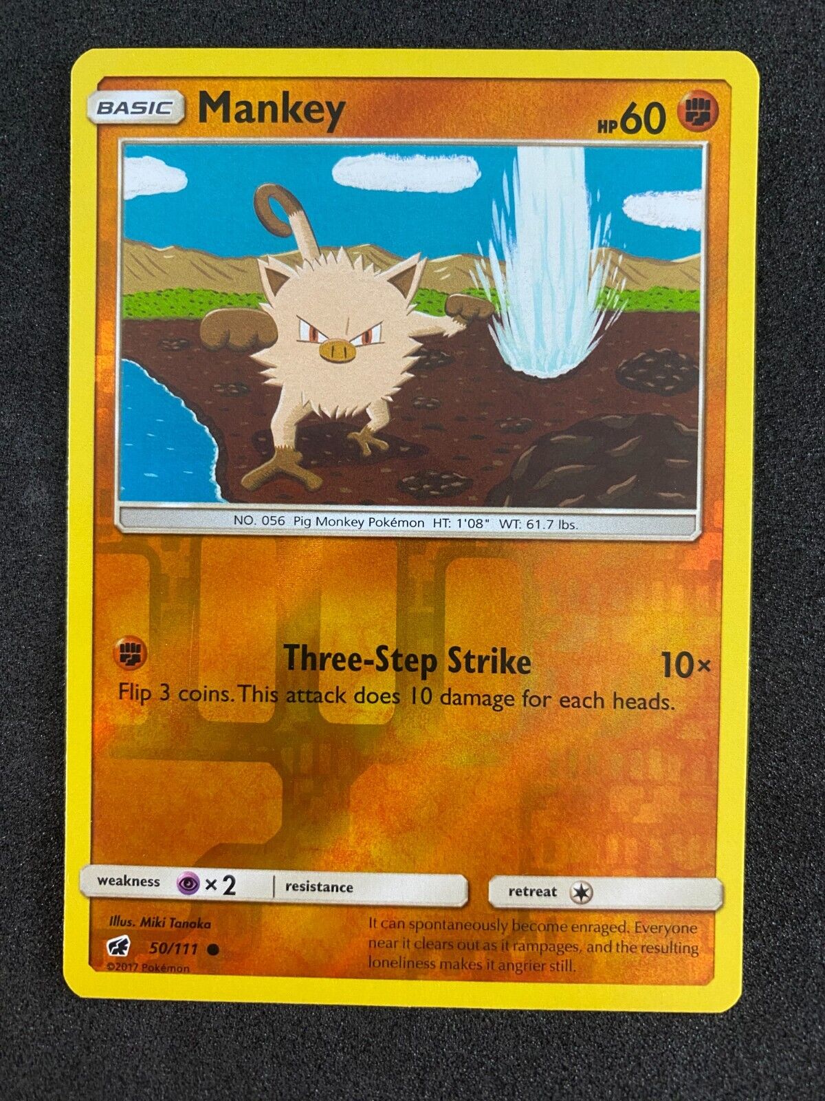 Pokemon Mankey 50/111 Crimson Invasion Reverse Holo NM