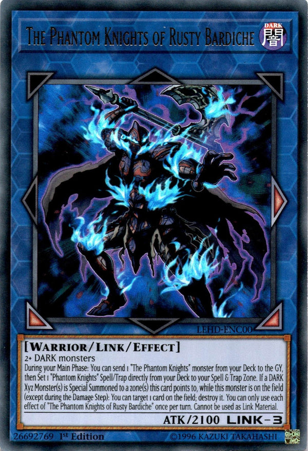 Yugioh The Phantom Knights of Rusty Bardiche LEHD-ENC00 Ultra Rare 1st Ed LP