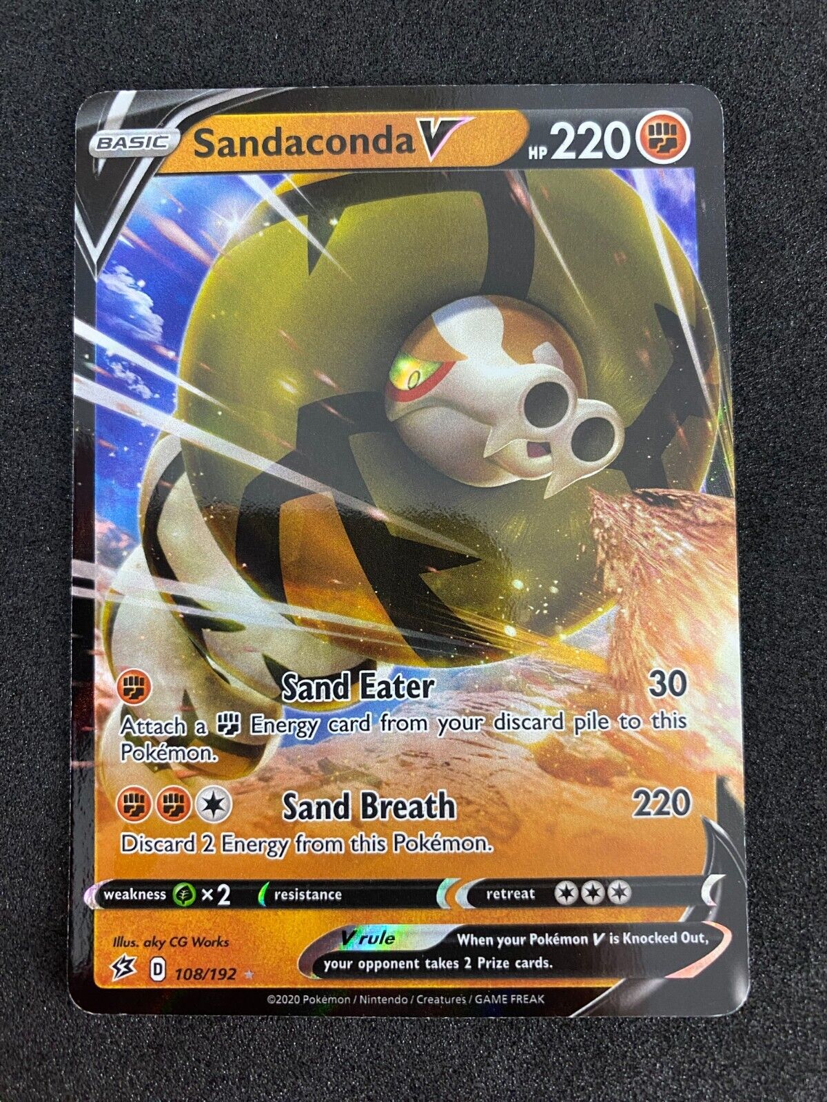 Pokemon Sandaconda V 108/192 Rebel Clash Full Art Holo NM-MINT