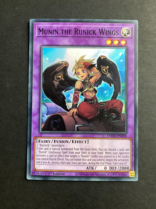 Yugioh Munin the Runick Wings TAMA-EN038 Super Rare 1st Edition LP