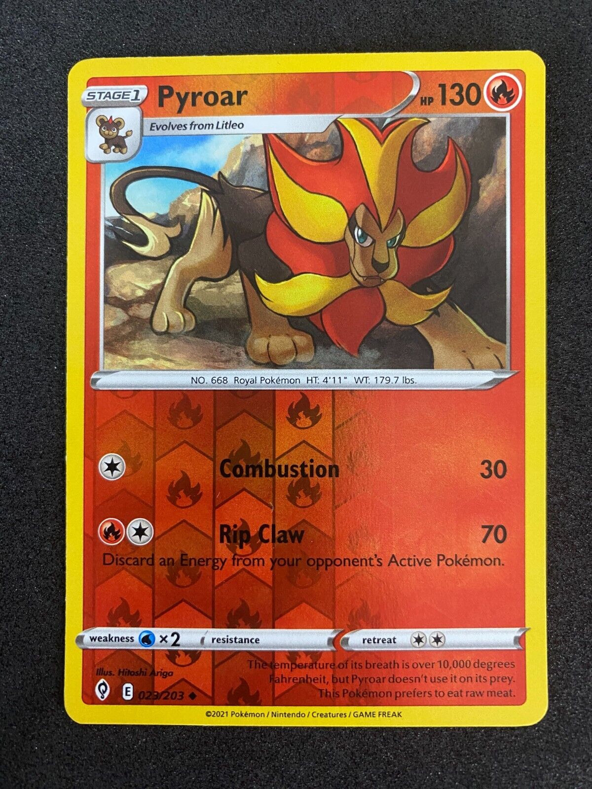 Pokemon Pyroar 023/203 Evolving Skies Reverse Holo NM