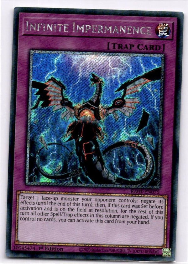 Yugioh Infinite Impermanence RA01-EN075 Platinum Secret Rare 1st Edition VLP/NM