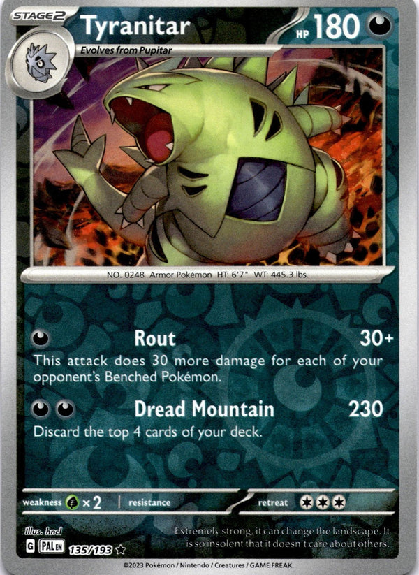 Pokemon Tyranitar 135/193 Paldea Evolved Reverse Holo NM
