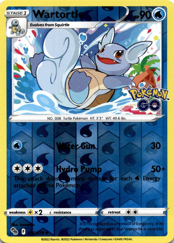 Pokemon Wartortle 016/078 Pokemon Go Reverse Holo NM