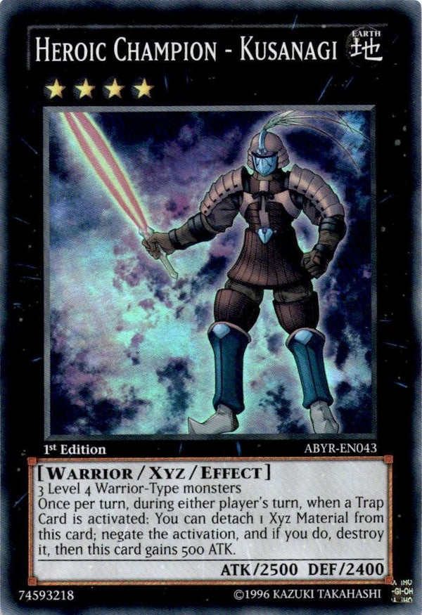 Yugioh Heroic Champion - Kusanagi ABYR-EN043 Super Rare 1st Edition VLP/NM
