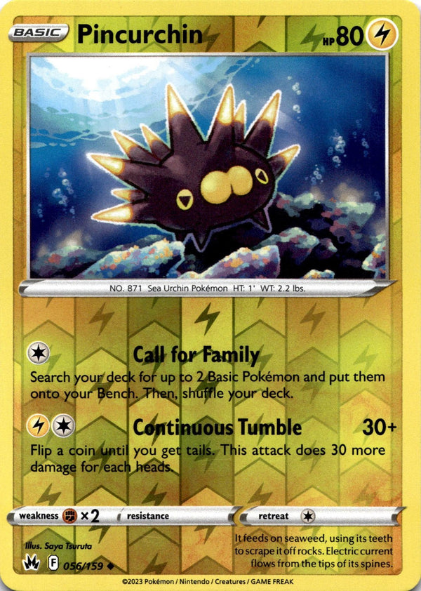 Pokemon Pincurchin 056/159 Crown Zenith Reverse Holo NM
