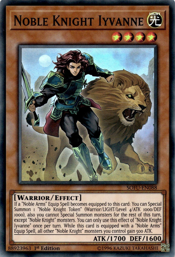 Yugioh Noble Knight Iyvanne SOFU-EN088 Super Rare 1st Edition VLP/NM