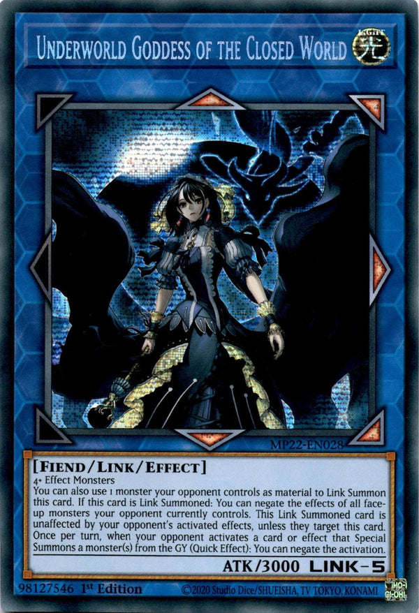 Yugioh Underworld Goddess of the Closed World MP22-EN028 Secret Rare 1st Ed NM