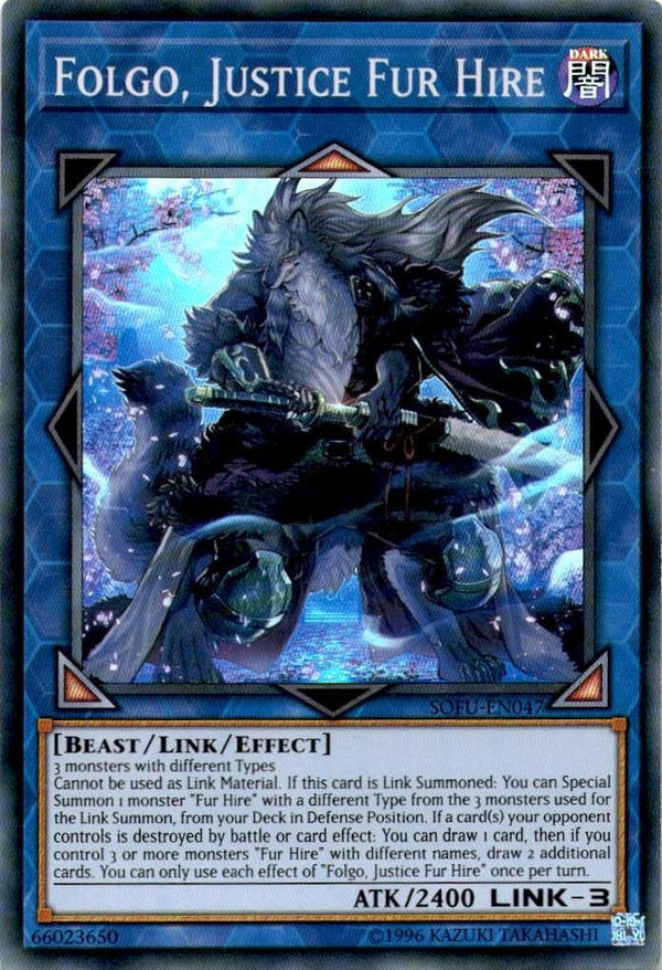 Yugioh Folgo, Justice Fur Hire SOFU-EN047 Super Rare 1st/unl Edition LP/NM