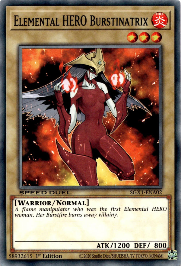 Yugioh Elemental HERO Burstinatrix SGX1-ENA02 Speed Duel Common 1st Edition NM
