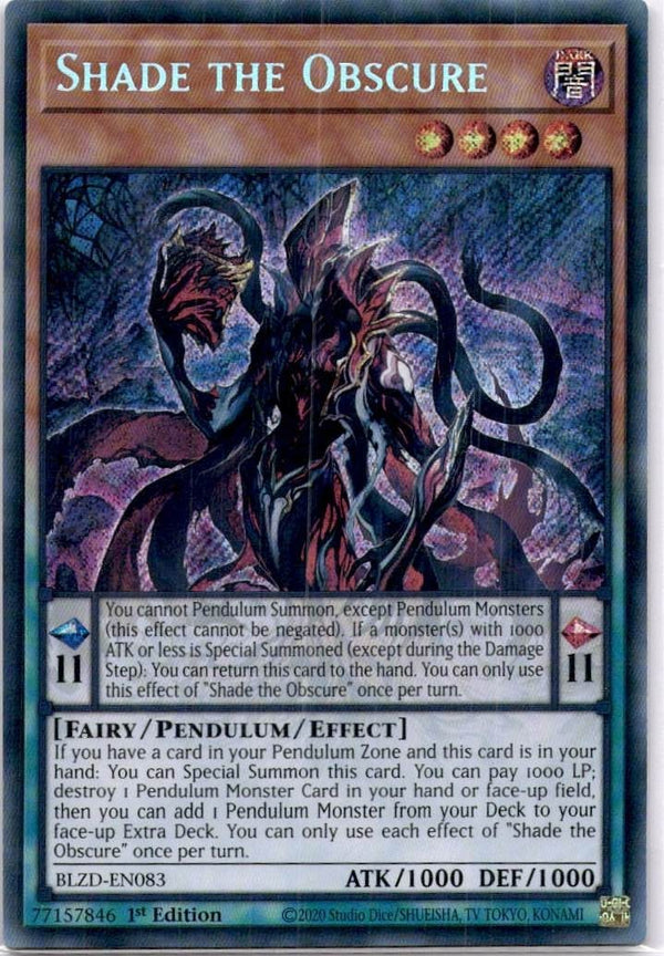Yugioh Shade the Obscure BLZD-EN083 Secret Rare 1st Edition NM