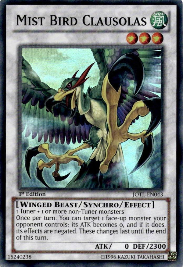 Yugioh Mist Bird Clausolas JOTL-EN043 Super Rare 1st Edition NM