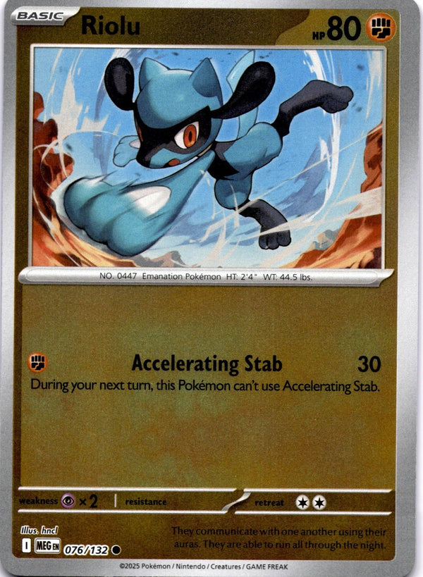 Pokemon Riolu 076/132 Mega Evolution Reverse Holo NM