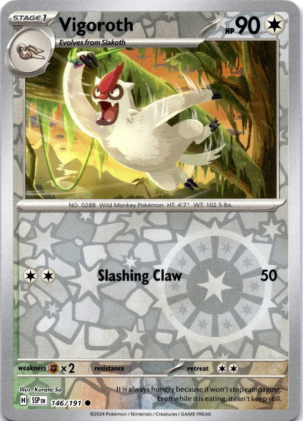 Pokemon Vigoroth 146/191 Surging Sparks Reverse Holo NM