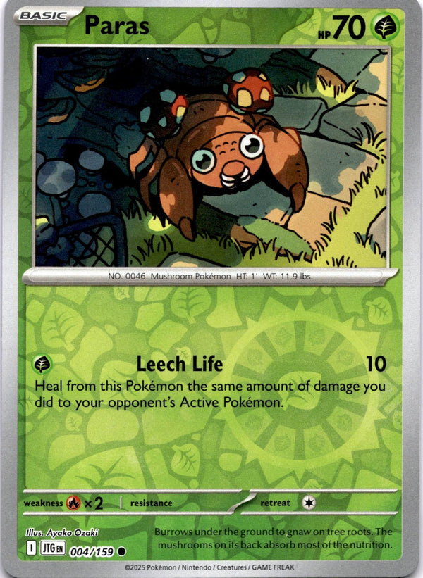 Pokemon Paras 004/159 Journey Together Reverse Holo NM