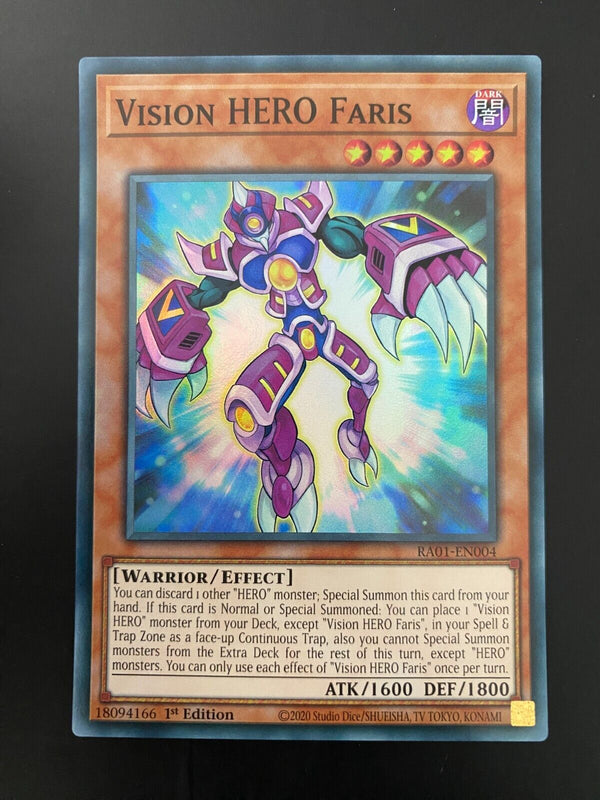 Yugioh Vision HERO Faris RA01-EN004 Super Rare 1st Edition NM/MINT