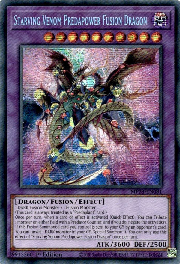 Yugioh Starving Venom Predapower Fusion Dragon MP23-EN081 Secret Rare 1st VLP/NM