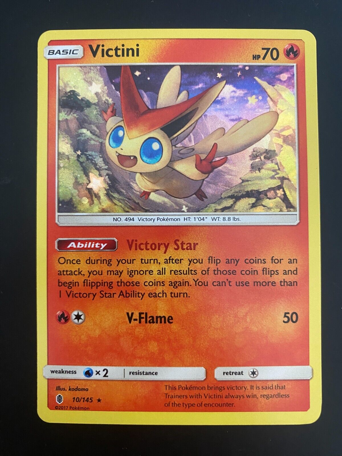 Pokemon Victini 10/145 Guardians Rising Holo NM