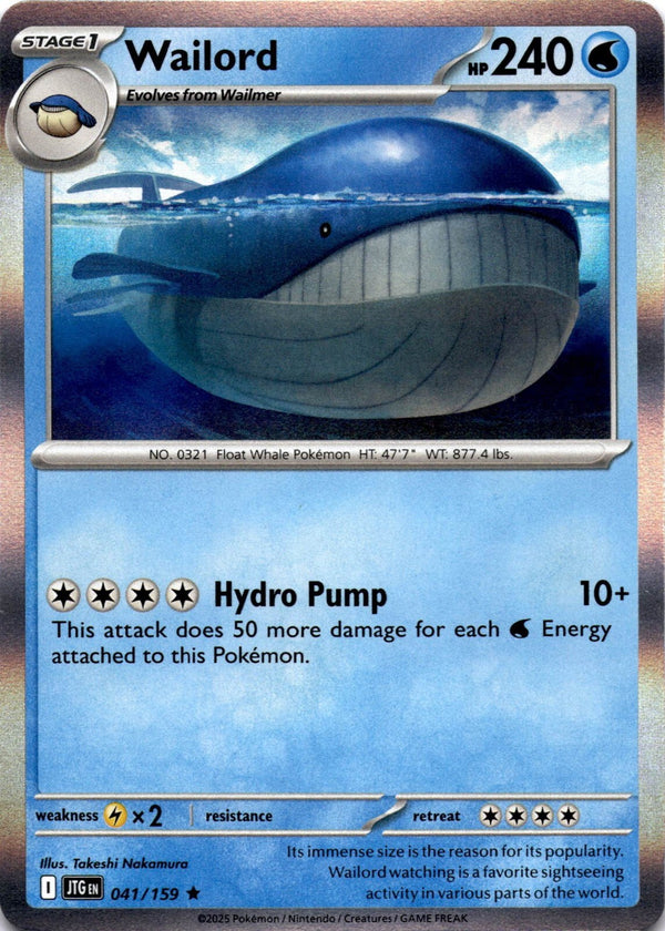 Pokemon Wailord 041/159 Journey Together Holo NM