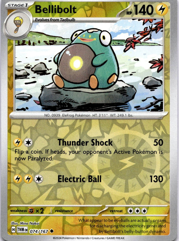 Pokemon Bellibolt 074/167 Twilight Masquerade Reverse Holo NM