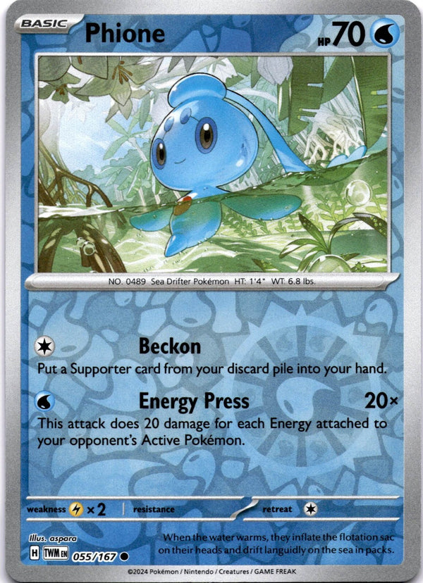 Pokemon Phione 055/167 Twilight Masquerade Reverse Holo NM