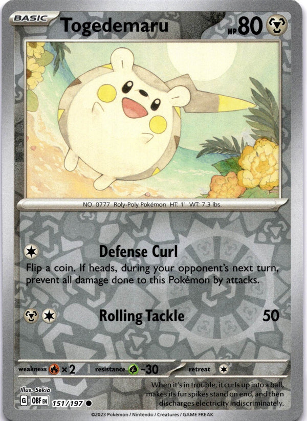 Pokemon Togedemaru 151/197 Obsidian Flames Reverse Holo NM