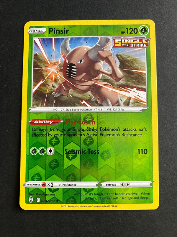 Pokemon Pinsir 001/203 Evolving Skies Reverse Holo LP/NM