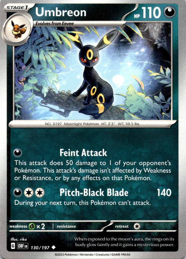 Pokemon Umbreon 130/197 Obsidian Flames Non Holo NM