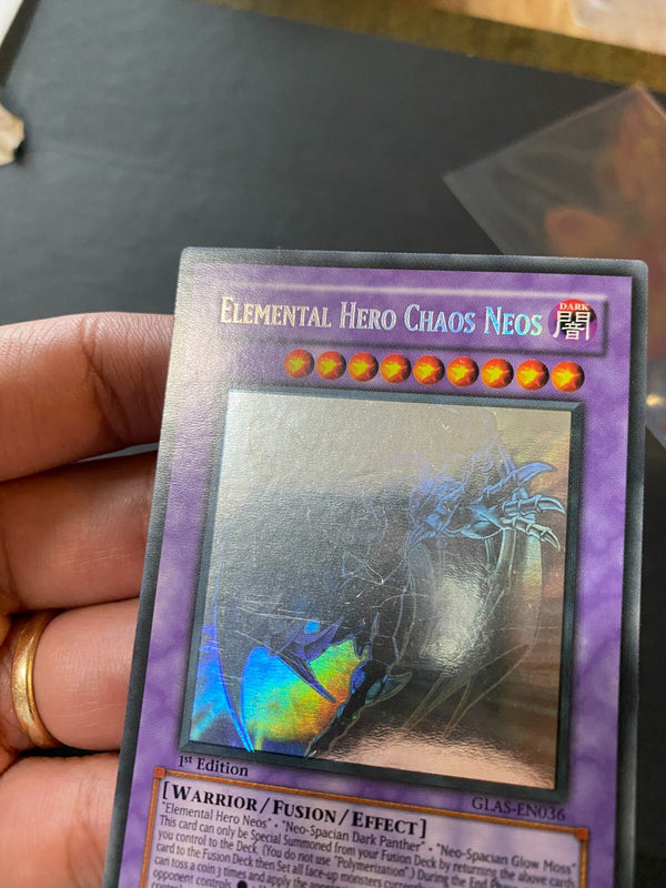 Yugioh Elemental Hero Chaos Neos GLAS-EN036 Ghost Rare 1st Edition LP/VLP
