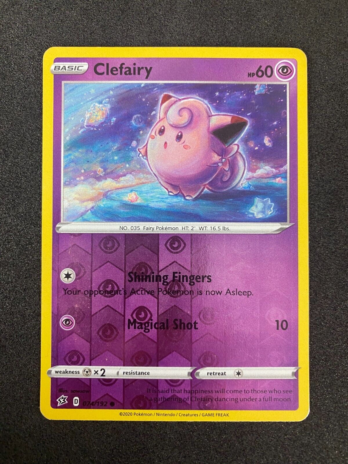 Pokemon Clefairy 074/192 Rebel Clash Reverse Holo LP