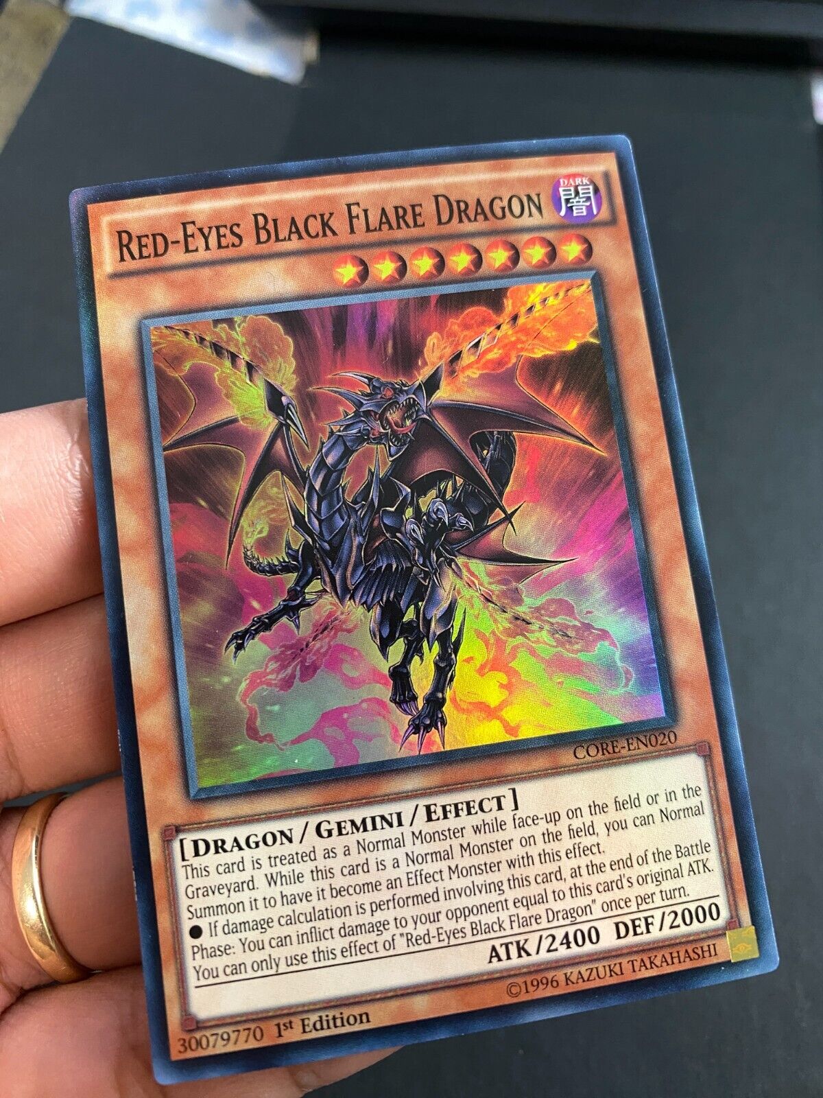 Yugioh Red-Eyes Black Flare Dragon CORE-EN020 Super Rare 1st Edition LP