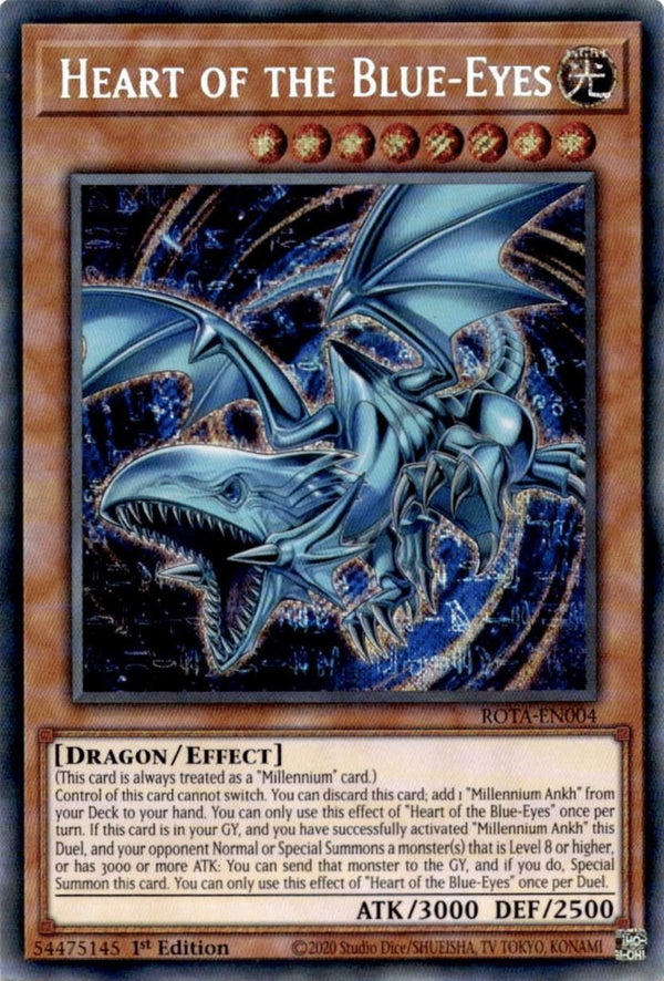 Yugioh Heart of the Blue-Eyes ROTA-EN004 Secret Rare 1st Edition NM