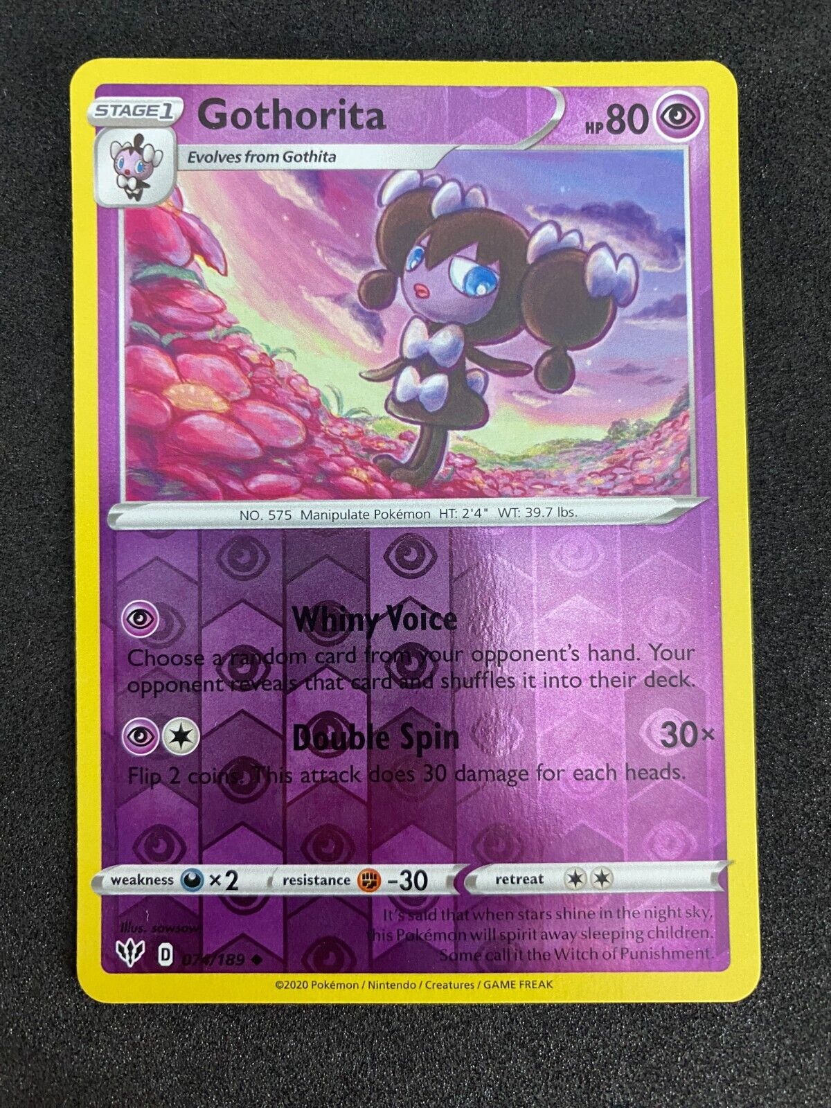 Pokemon Gothorita 074/189 Darkness Ablaze Reverse Holo NM-MINT 74/189