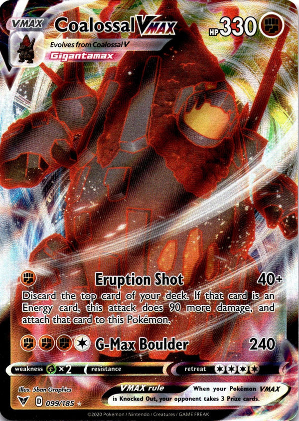 Pokemon Coalossal VMAX 099/185 Vivid Voltage Full Art Holo NM