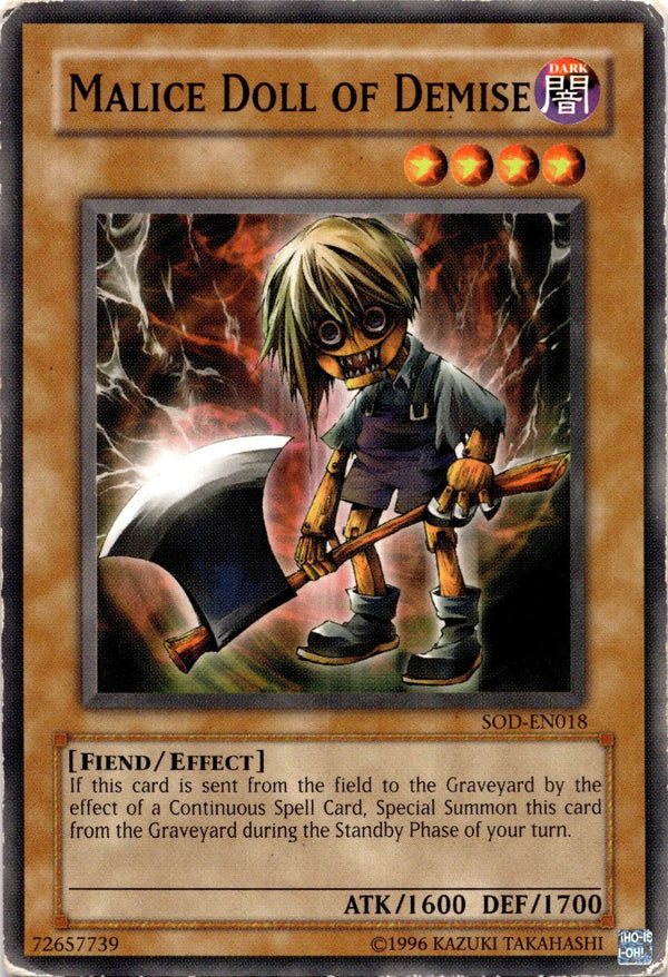 Yugioh Malice Doll of Demise SOD-EN018 Common Unlimited Edition DAMAGED