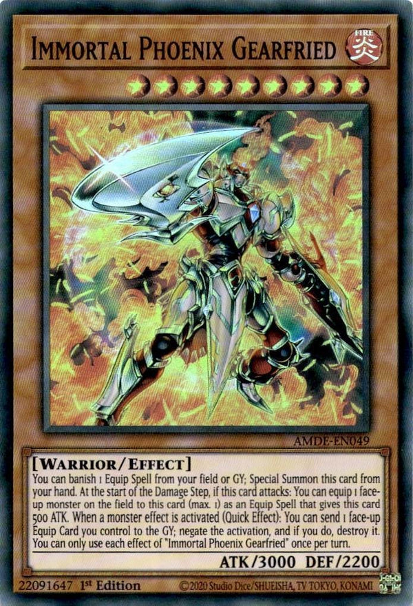 Yugioh Immortal Phoenix Gearfried AMDE-EN049 Super Rare 1st Edition VLP/NM