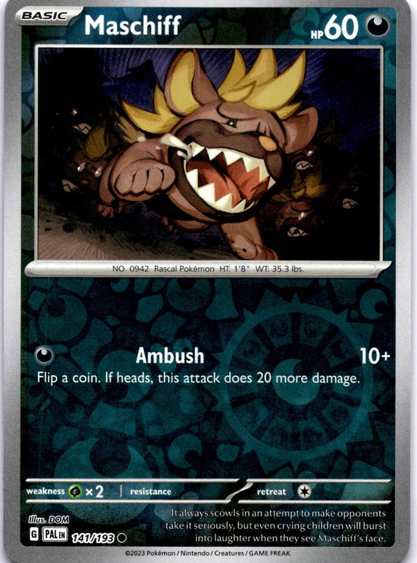Pokemon Maschiff 141/193 Paldea Evolved Reverse Holo NM