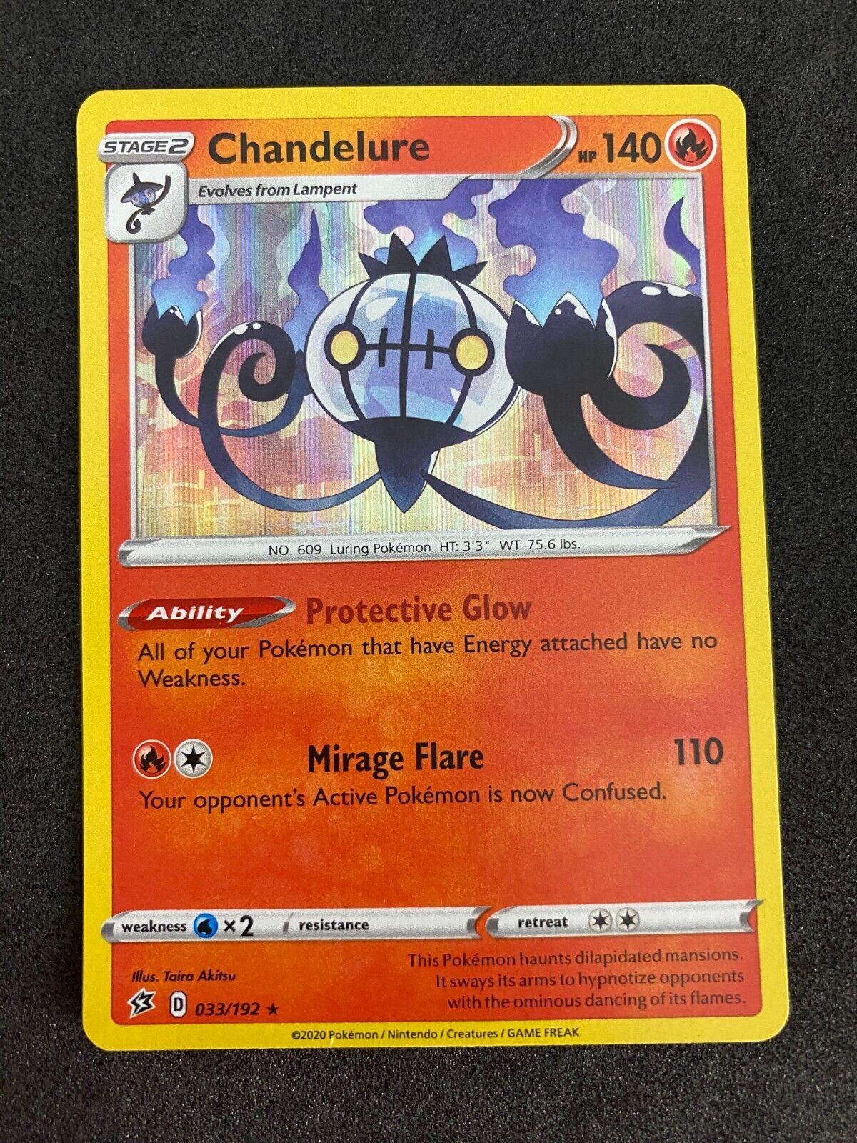 Pokemon Chandelure 033/192 Rebel Clash Holo NM-MINT 33/192