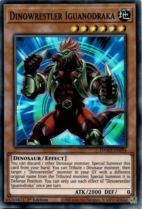 Yugioh Dinowrestler Iguanodraka DAMA-EN094 Super Rare 1st Edition LP
