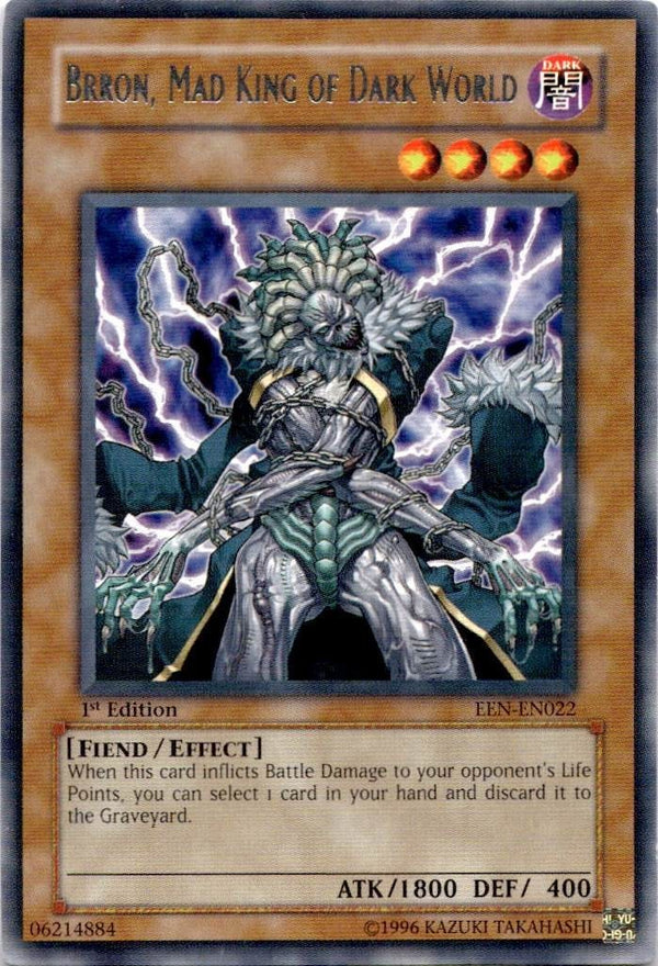 Yugioh Brron, Mad King of Dark World EEN-EN022 Rare 1st Edition NM