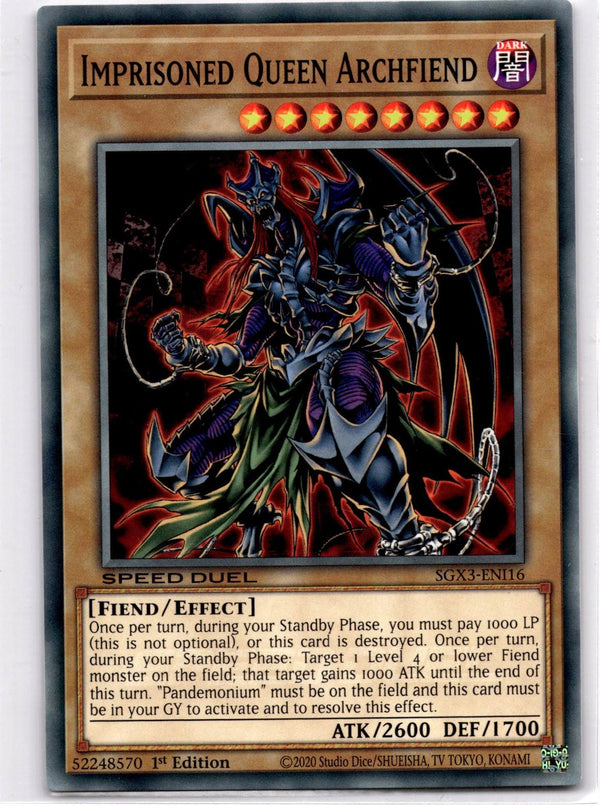 Yugioh Imprisoned Queen Archfiend SGX3-ENI16 Speed Duel Common 1st Edition NM