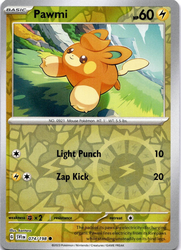 Pokemon Pawmi 074/198 Scarlet Violet Base Reverse Holo NM