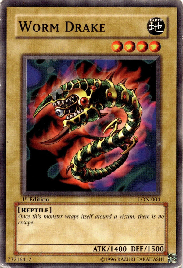 Yugioh Worm Drake LON-004 Common 1st Edition DAMAGED