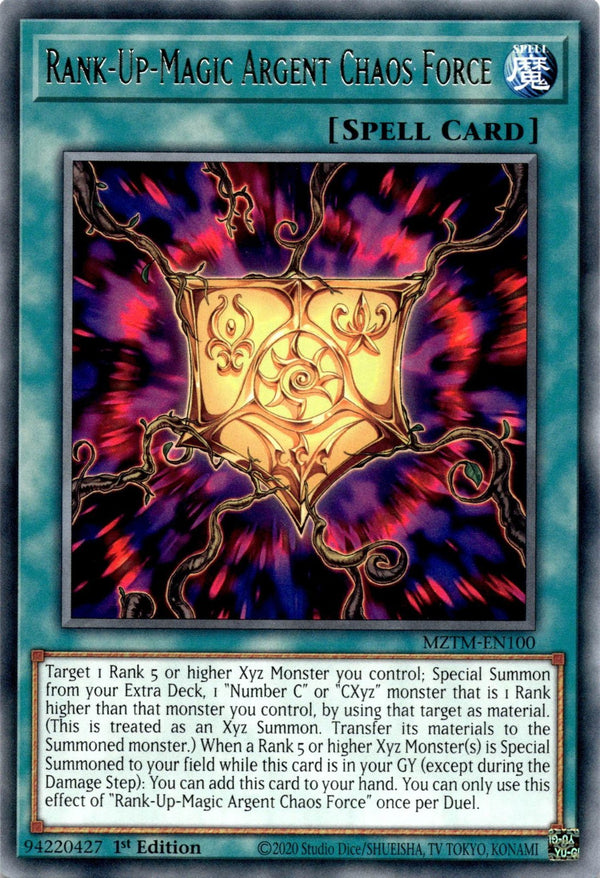 Yugioh Rank-Up-Magic Argent Chaos Force MZTM-EN100 Rare 1st Edition NM