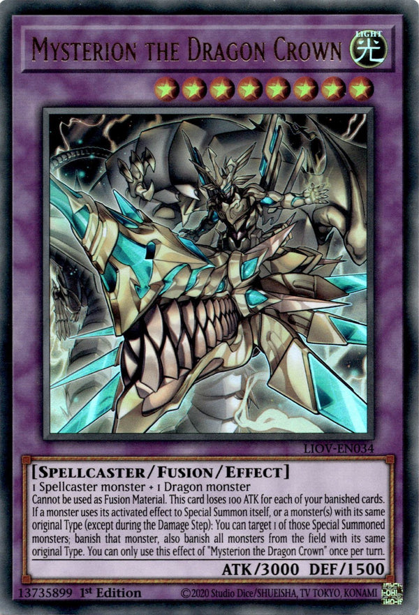 Yugioh Mysterion the Dragon Crown LIOV-EN034 Ultra Rare 1st Edition NM