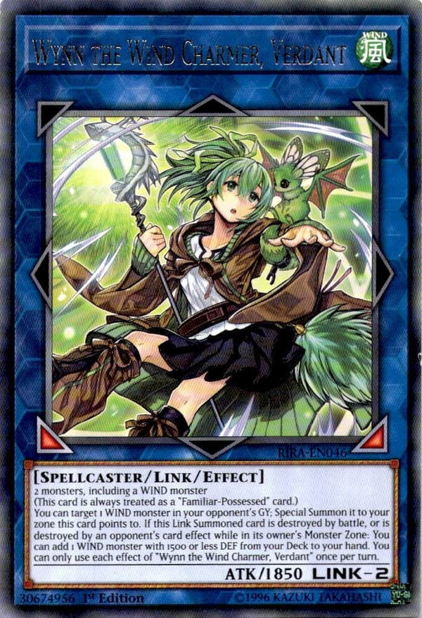 Yugioh Wynn the Wind Charmer, Verdant RIRA-EN046 Rare 1st Edition VLP/NM