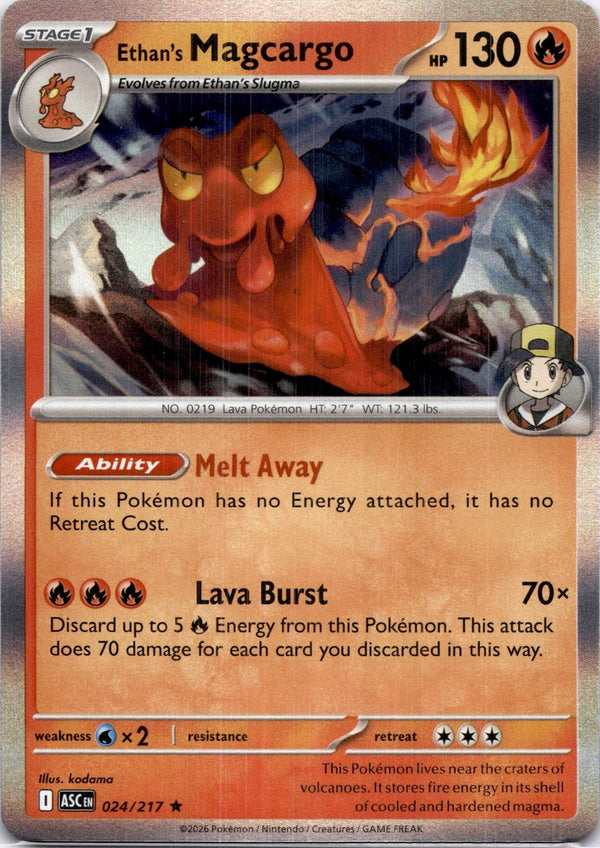 Pokemon Ethan's Magcargo 024/217 Ascended Heroes Holo NM