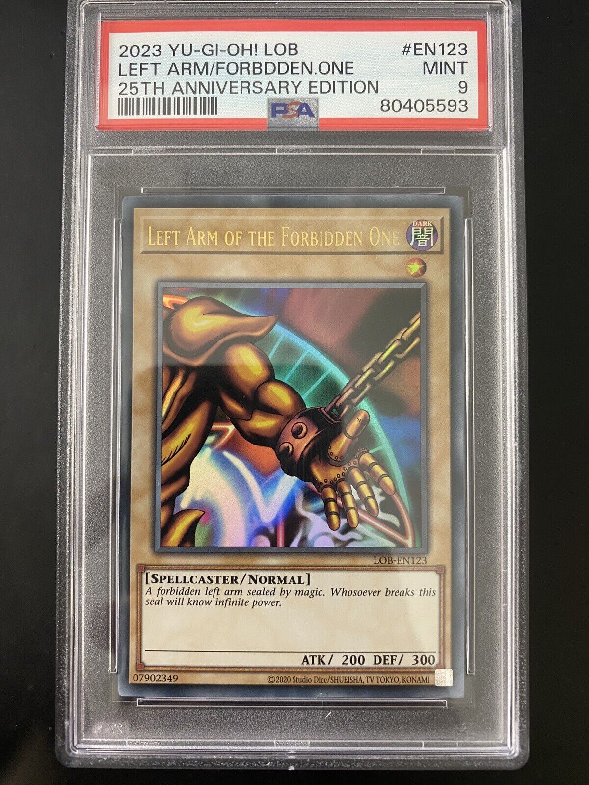 Yugioh Left Arm Of The Forbidden One LOB-EN123 25th Anniversary LOB PSA 9 MINT